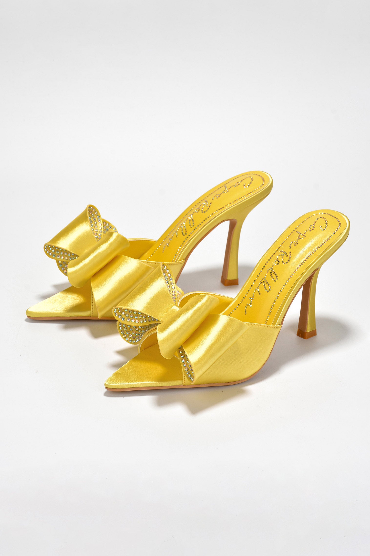 Yellow Bow High Heel Stilettos | Jeweled shoes, Fashion shoes, Heels